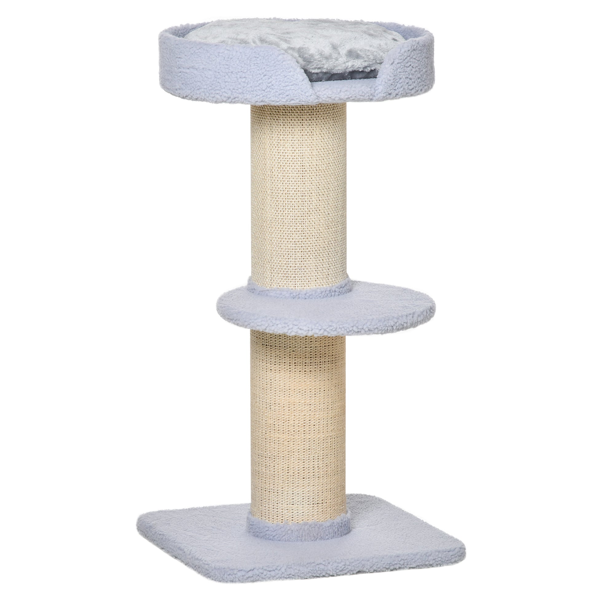 Pawhut Árbol Rascador Para Gatos Altura 91 Cm De 3 Niveles 45x45x91cm Azul Claro_0