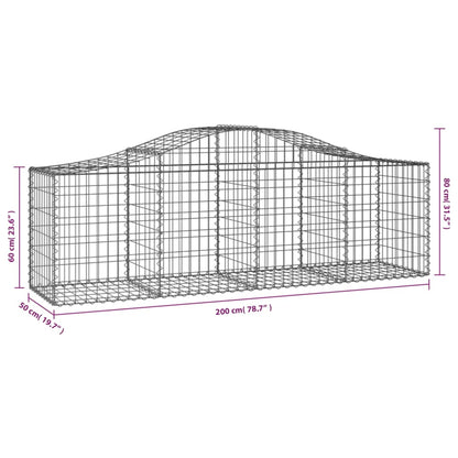 Cestas De Gaviones 13 Uds Forma De Arco Hierro 200x50x60/80 Cm_5