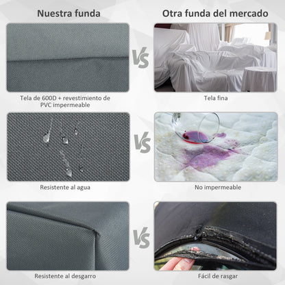 Outsunny Funda Protectora Para Muebles Jardín Tela Oxford 600d Impermeable Gris_5