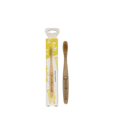 Escova de dentes de bambu Nordics Oral Care para crianças, amarela
