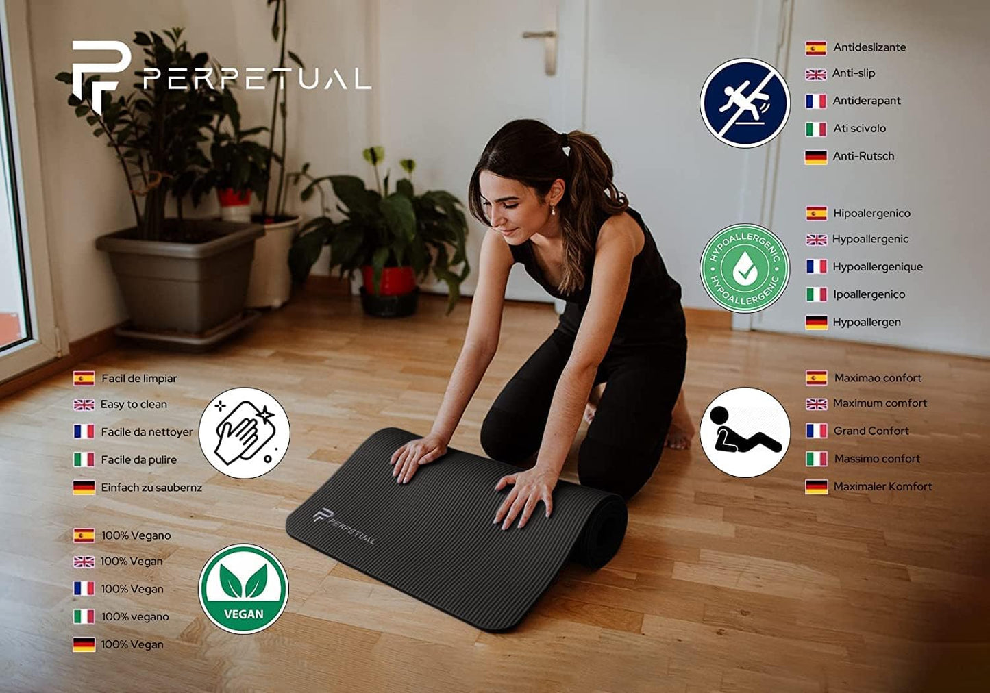 Esterilla De Gimnasia Perpetual Y Pilates 15mm - Esterilla Antideslizante - Con Asa Y Bolsa De Transporte_2