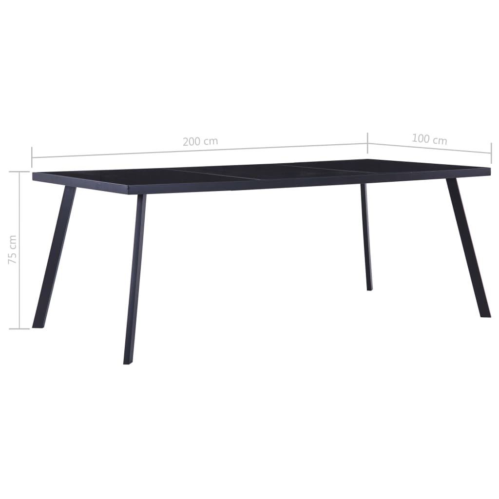 Mesa De Comedor De Vidrio Templado Negro 200x100x75 Cm_3