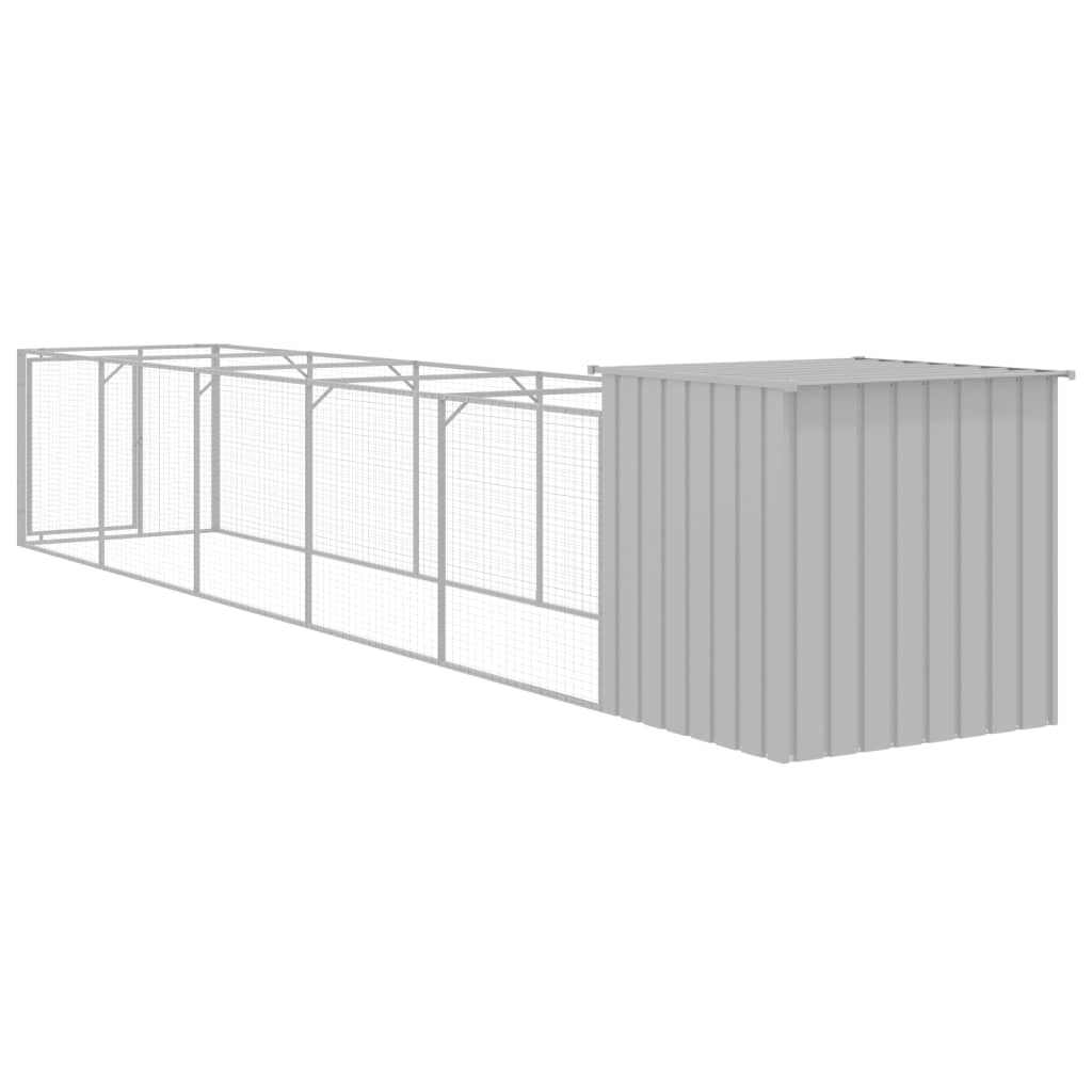 Caseta Perros Corral Acero Galvanizado Gris Claro 110x609x110cm_4