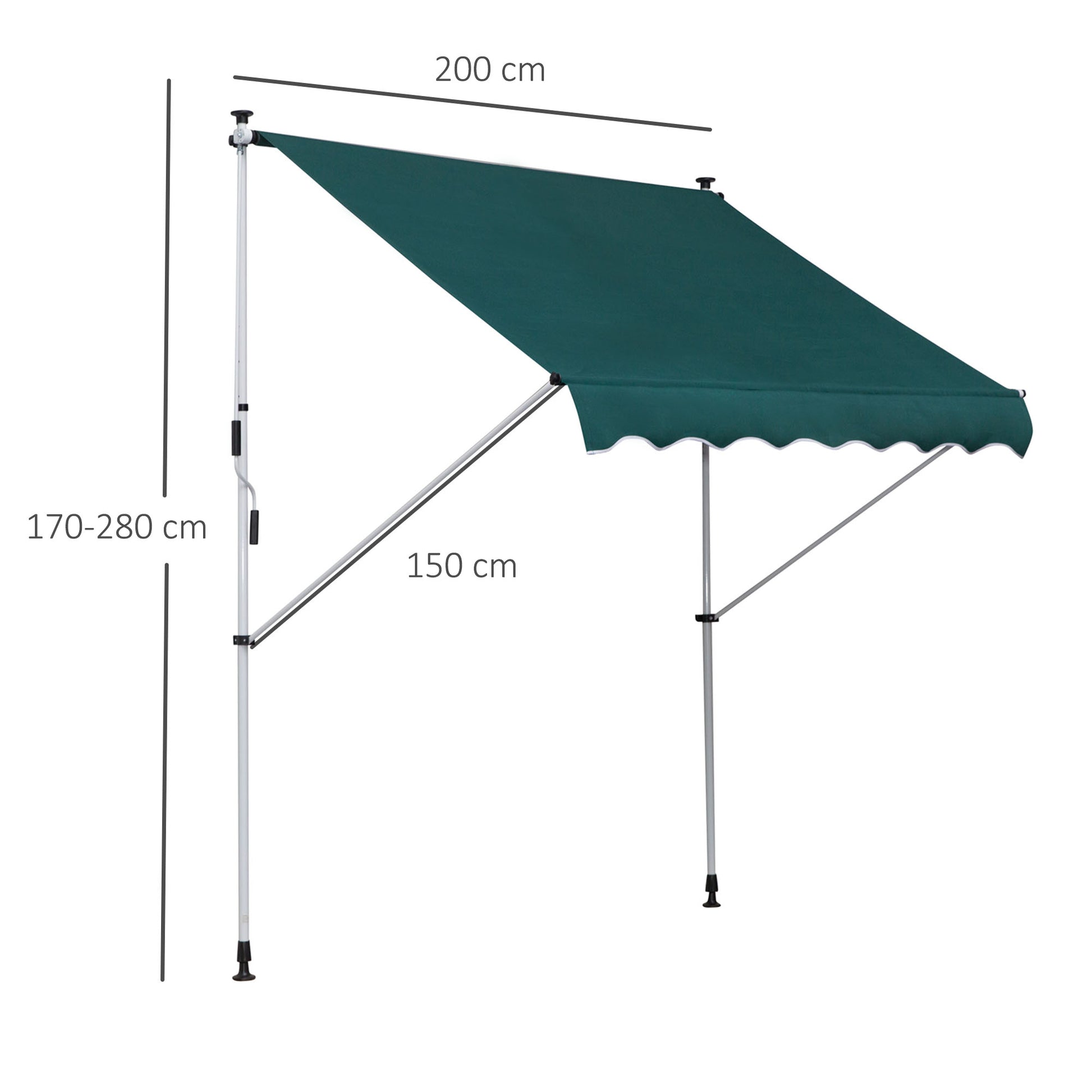 Outsunny Toldo Manual Retráctil 200x150x170-280cm Con Manivela Para Terraza_2