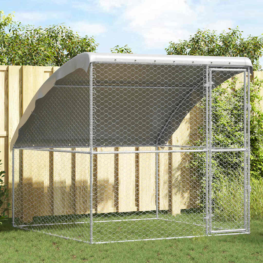 Refugio Para Perros Plateado 2 X 2 X 2 M Acero Galvanizado_1