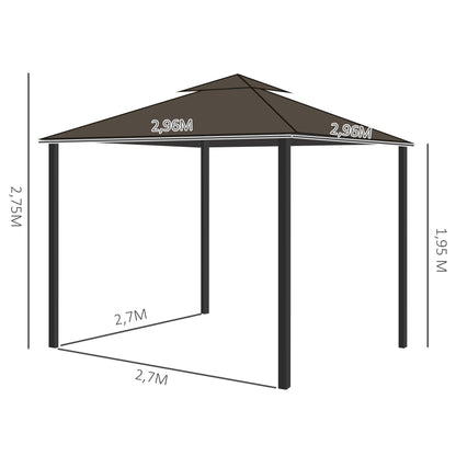 Outsunny Cenador De Jardín 3x3m Doble Techo Ventilación 4 Cortinas 4 Mosquiteras_2