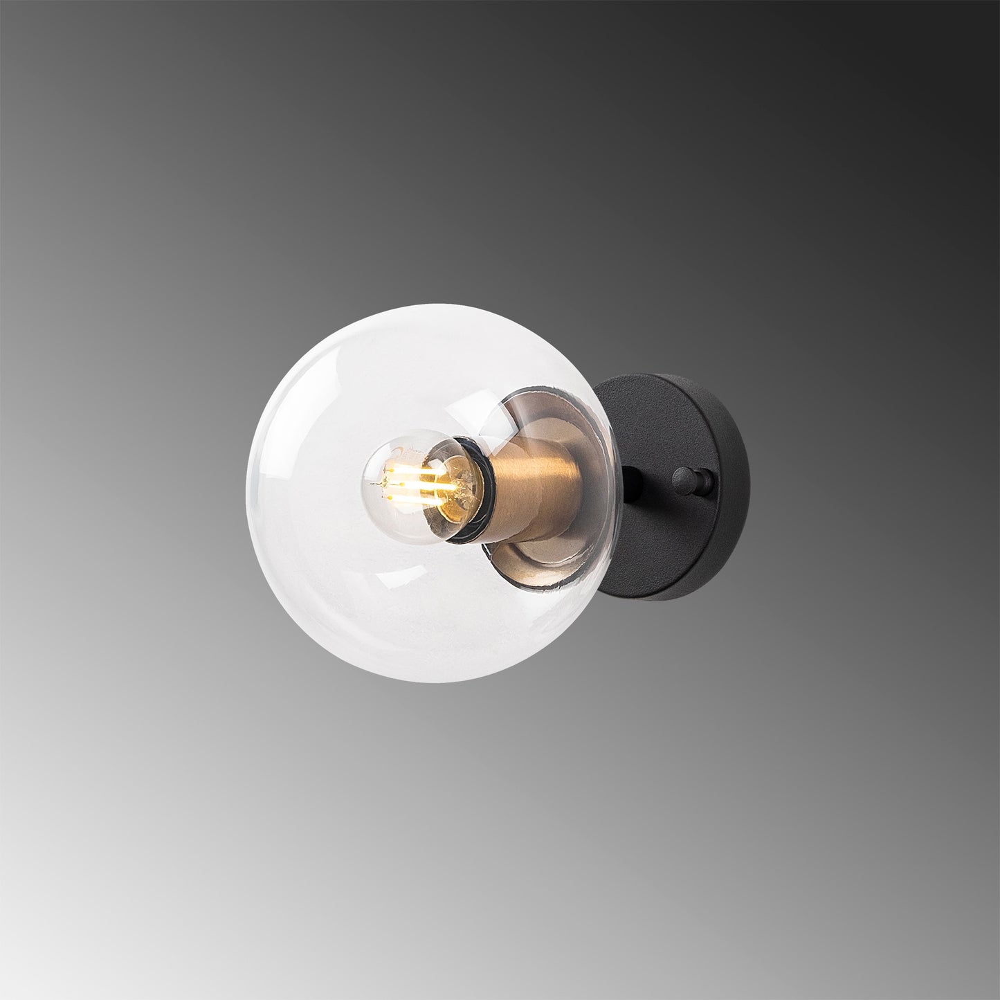 Aplique De Pared Pantalla Transparente, Metal , Negro, 15x15x24, Casquillo E14 Max 15 W_3