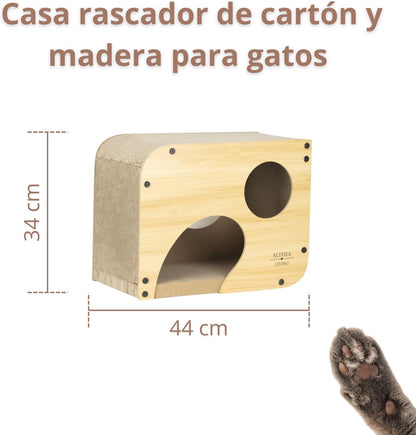 Rascador Para Gatos Carabela Nido Con Túnel Integrado 3 En 1 Althea Living 34x44x25cm_4