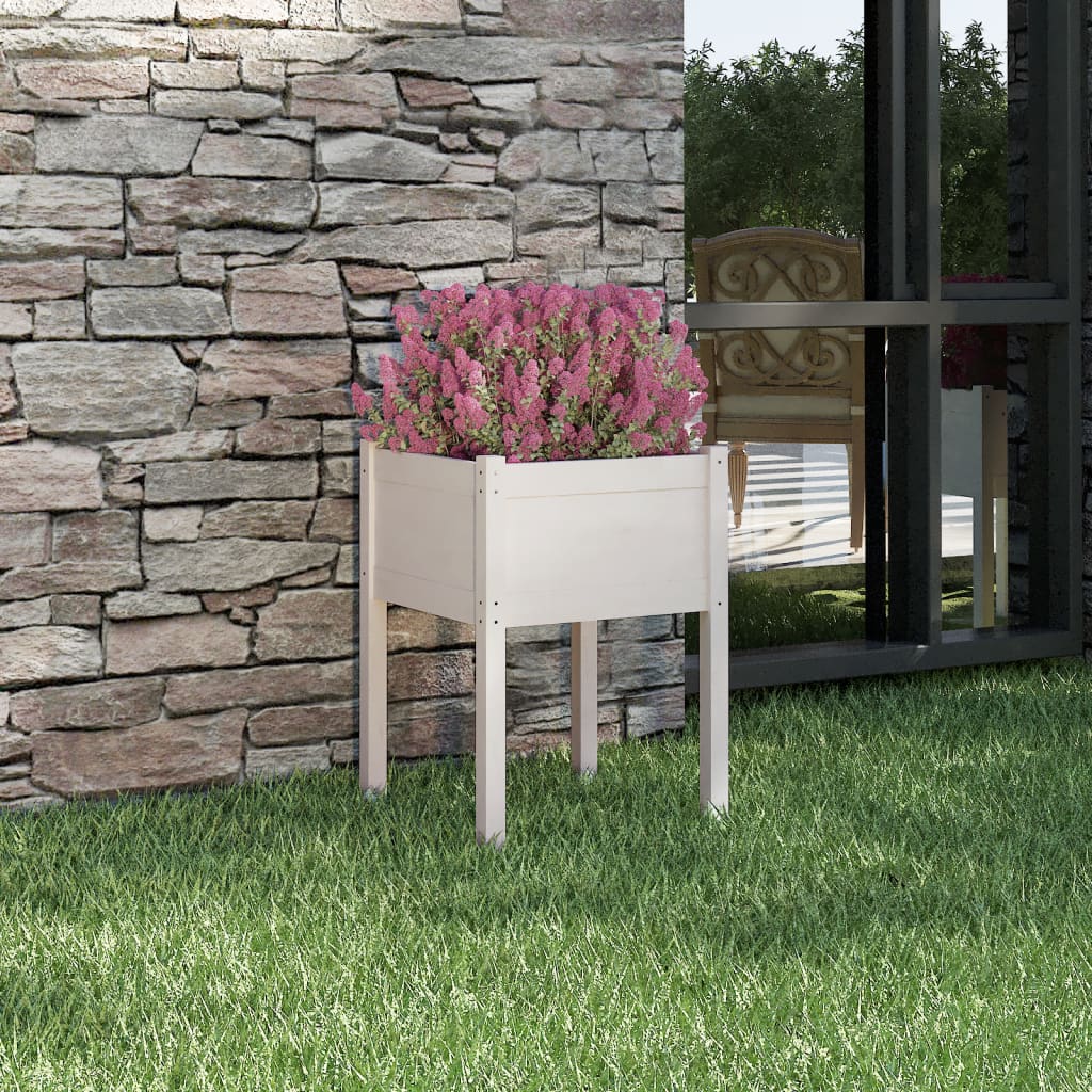 Jardinera De Madera Maciza De Pino Blanco 50x50x70 Cm_1