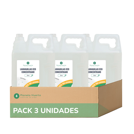 Pack de 3 máquinas de lavar louça manuais hipoalergénicas, sem fragrância, Eco Planeta Huerto, 5L