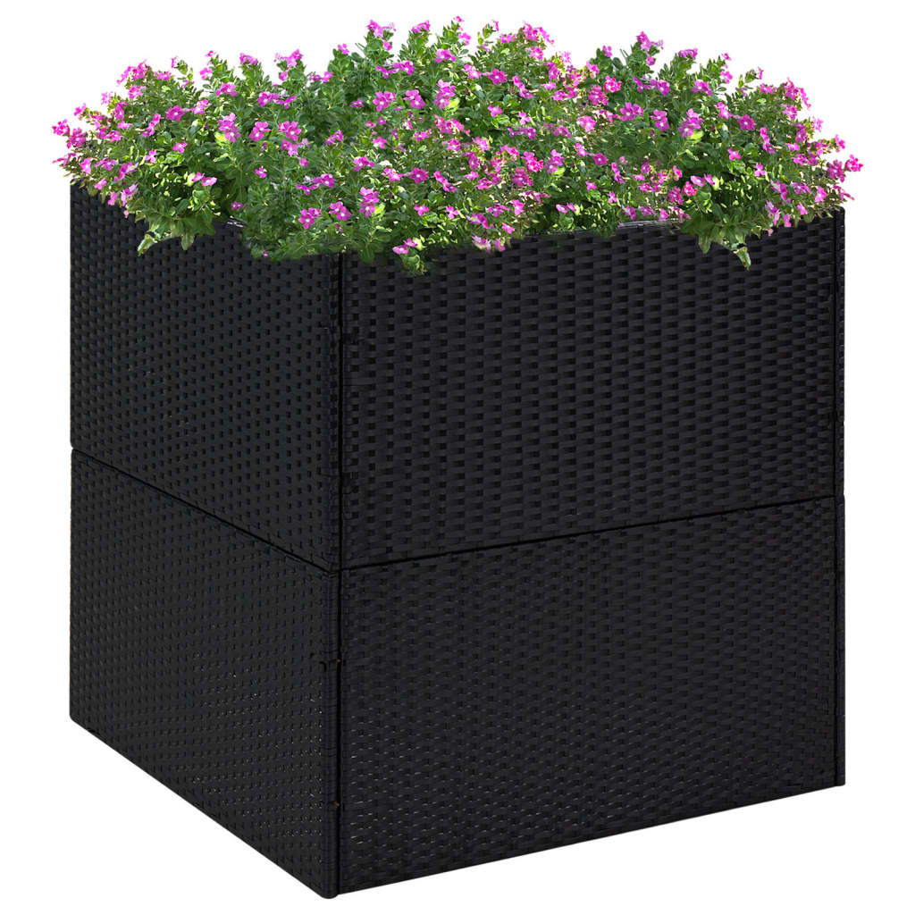 Jardinera De Ratán Sintético Negra 80x80x80 Cm_1