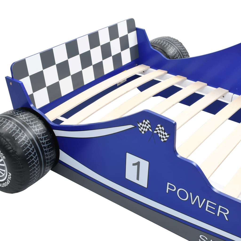 Cama Con Forma De Coche De Carreras Para Niños 90x200 Cm Azul / Vetonek_4