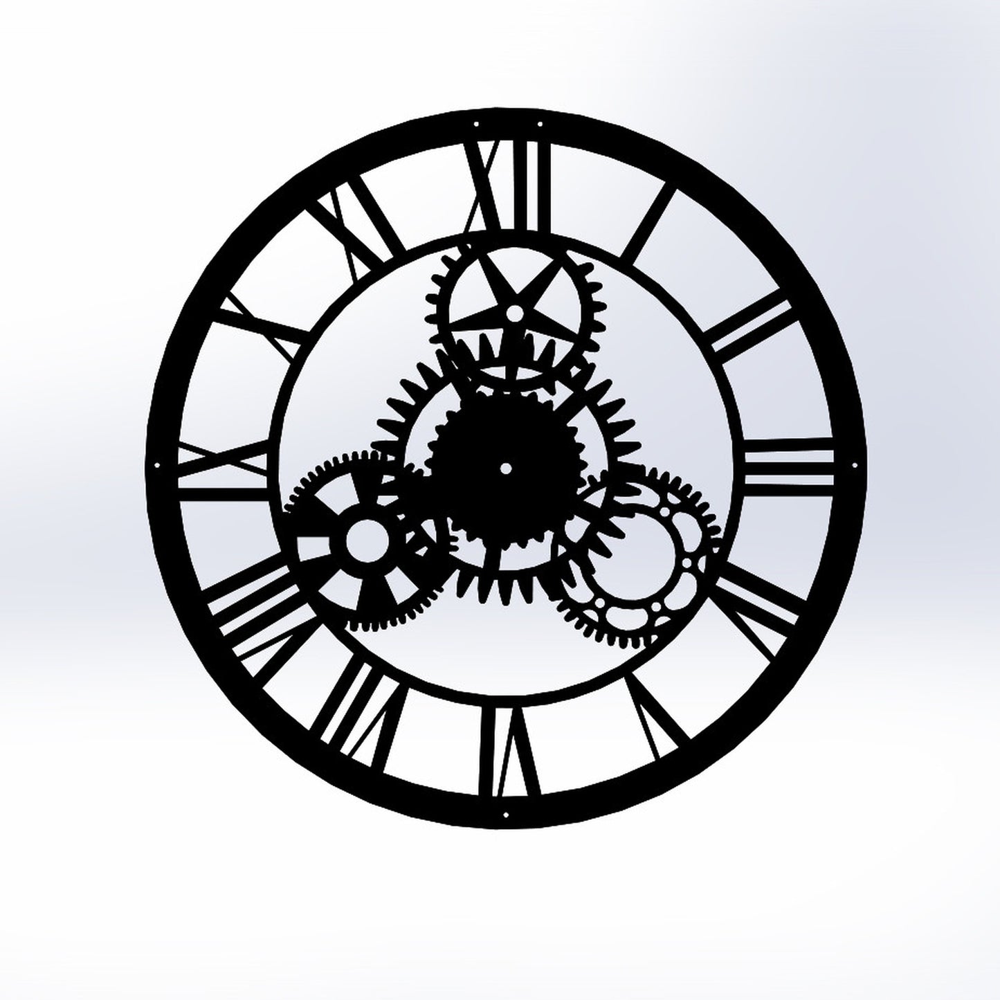 Reloj De Pared Circular Metal Estilo Engranajes_0