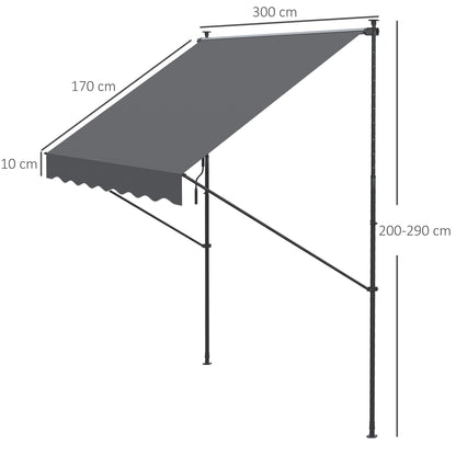 Outsunny Toldo Manual Retráctil 300x175x210-310cm Manivela Protección Uv40+ Gris_2