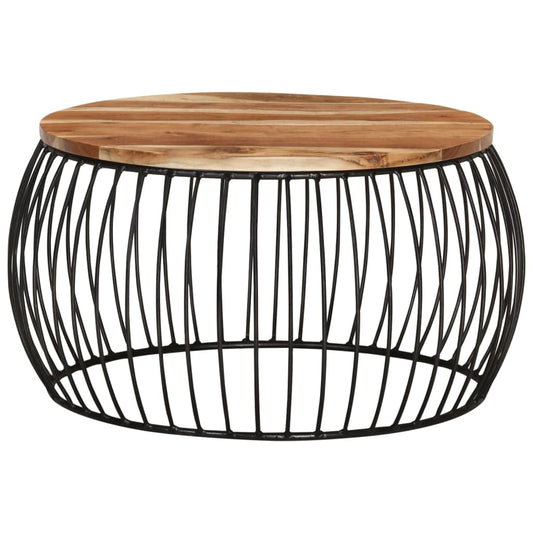 Mesa De Centro De Madera Maciza De Acacia Ø68 Cm_0