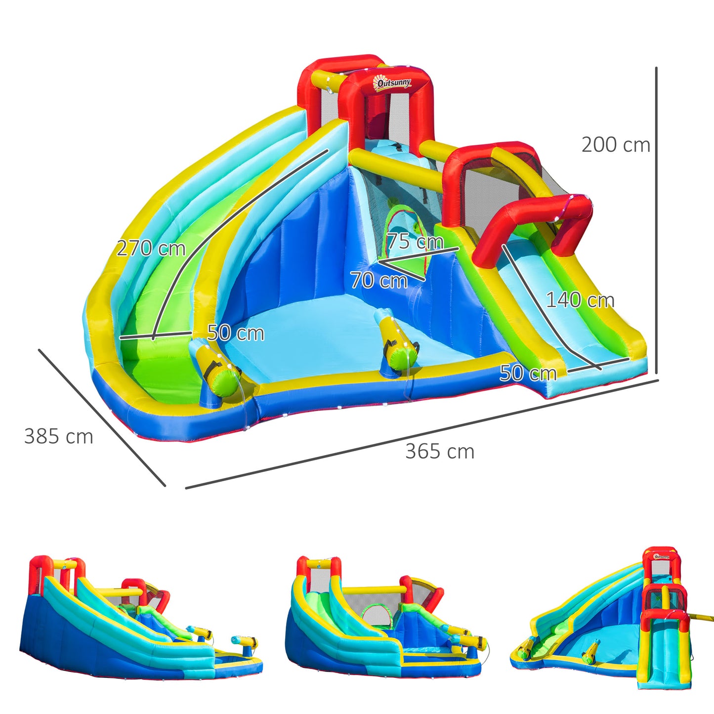 Outsunny Castillo Hinchable Para Niños +3 Años 385x365x200 Cm Multicolor_2