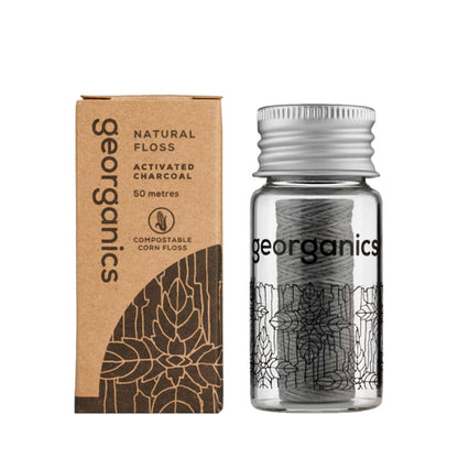 Fio dentário com flúor - Carvão ativado, Georganics, 50m