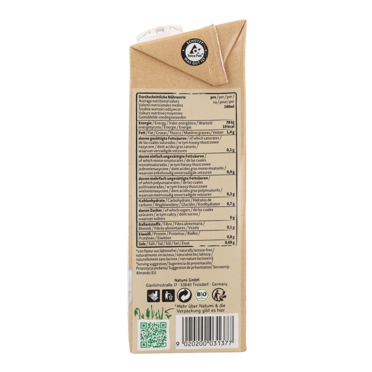 Bebida Natumi BIO Barista Amêndoa 1L