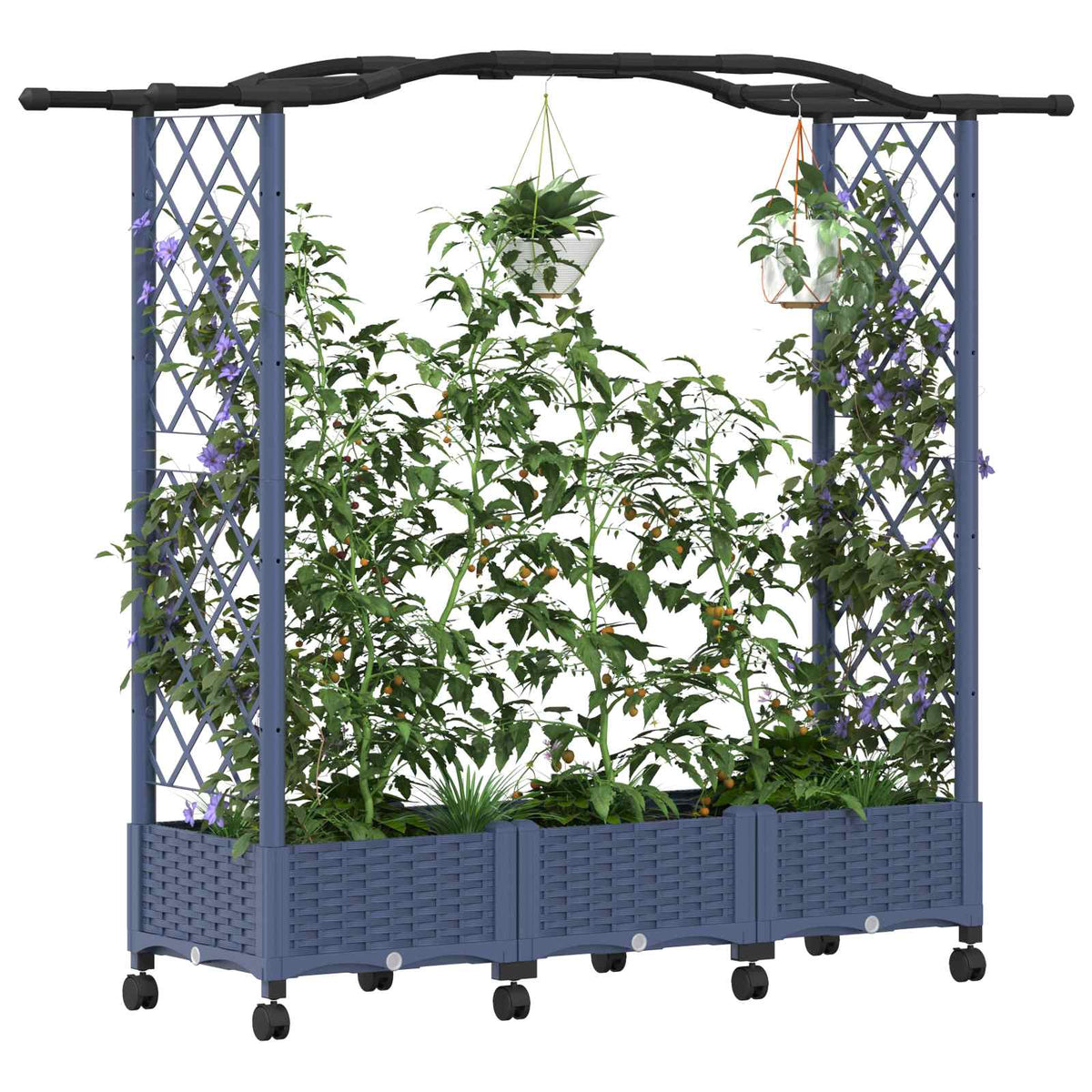 Cama Elevada Con Trellis Y Techo Gris 169 X 40 X 129 Cm Pp_2