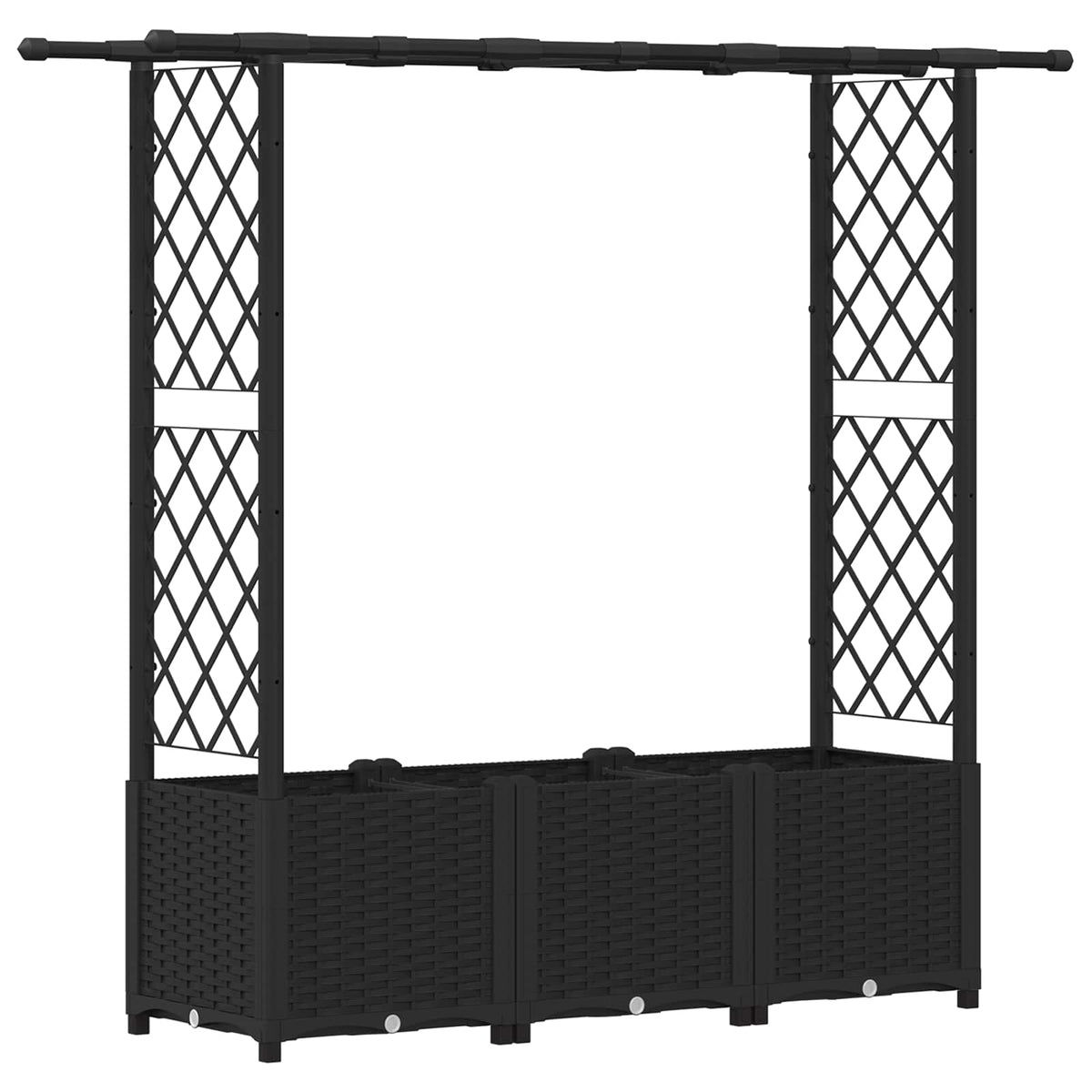 Cama Elevada Con Trellis Y Techo Negro 162,5 X 40 X 136 Cm Pp_0