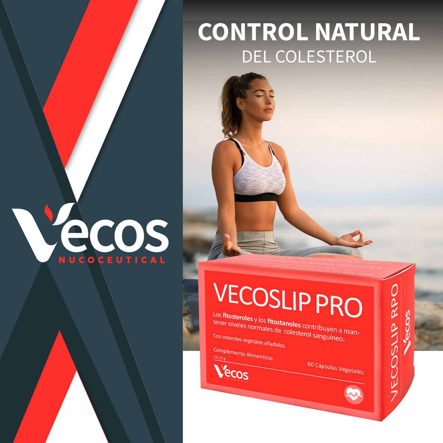 Vecoslip Pro 60 Cápsulas | Control Absoluto De Colesterol | Arroz Rojo, Fitoesteroles Y Coq10_1