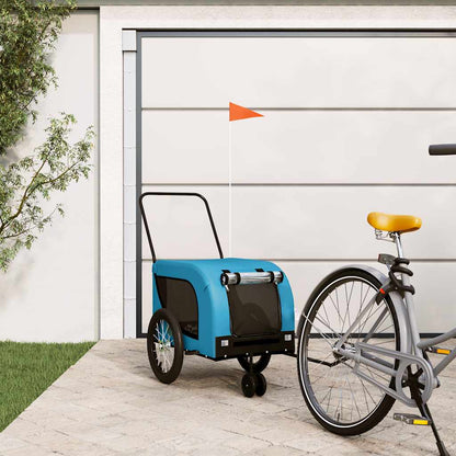 Remolque De Bicicleta Mascotas Hierro Tela Oxford Azul Negro_1