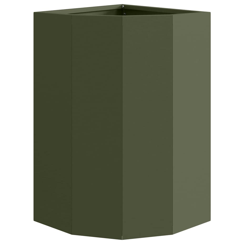 Macetero De Esquina Verde Oliva 30 X 30 X 50 Cm Acero_4