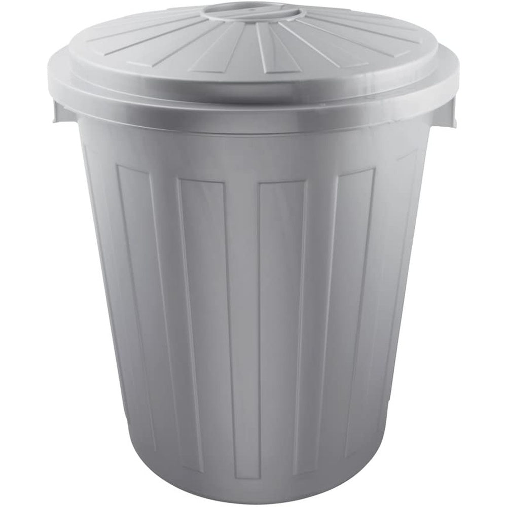 Cubo De Basura / Papelera Polivalente Con Tapa Cerrable, Muy Grande, Plástico Resistente (pp), 50 L, Mats, Plateado_1