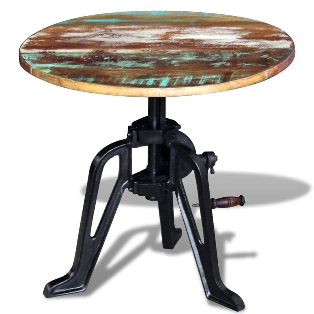 Mesita Auxiliar Madera Reciclada Y Hierro Fundido 60x(42-63) Cm_2