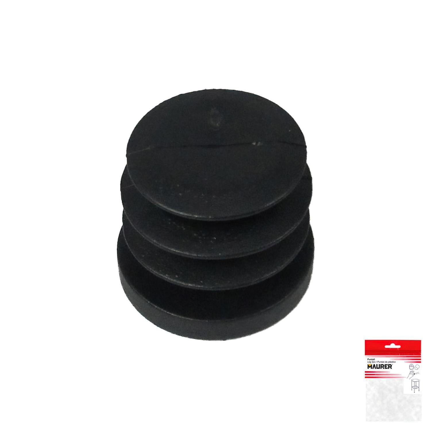 Contera Redonda Interior Negra 25mm. Blister 4 Piezas.