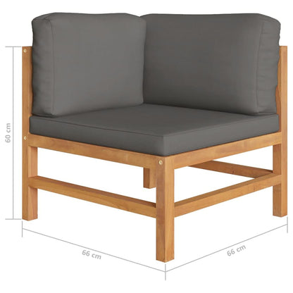 Vidaxl Set De Muebles De Jardín 7 Pzas Madera De Teca Y Cojines Gris_2