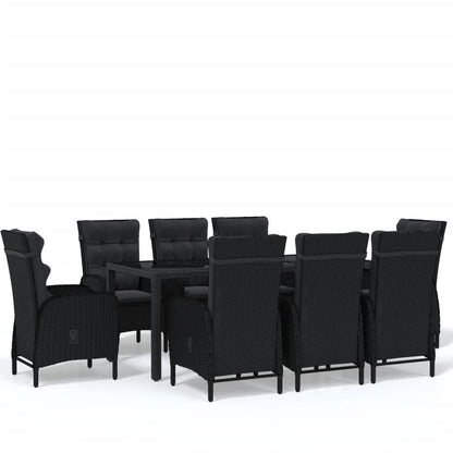 Vidaxl Juego De Comedor De Jardín 9 Piezas Ratán Sintético Negro_0