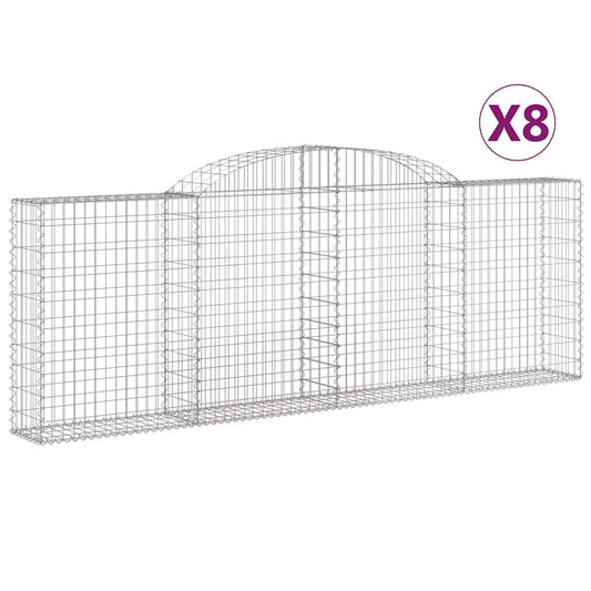 Cestas De Gaviones 8 Uds Forma De Arco Hierro 300x30x100/120 Cm_0