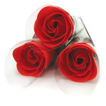 3 Rosa Con Pétalos De Jabón Aromático Para Baño Relajante (roja) - Regalo Original Para Días Especiales - Aroma Atalcado_0