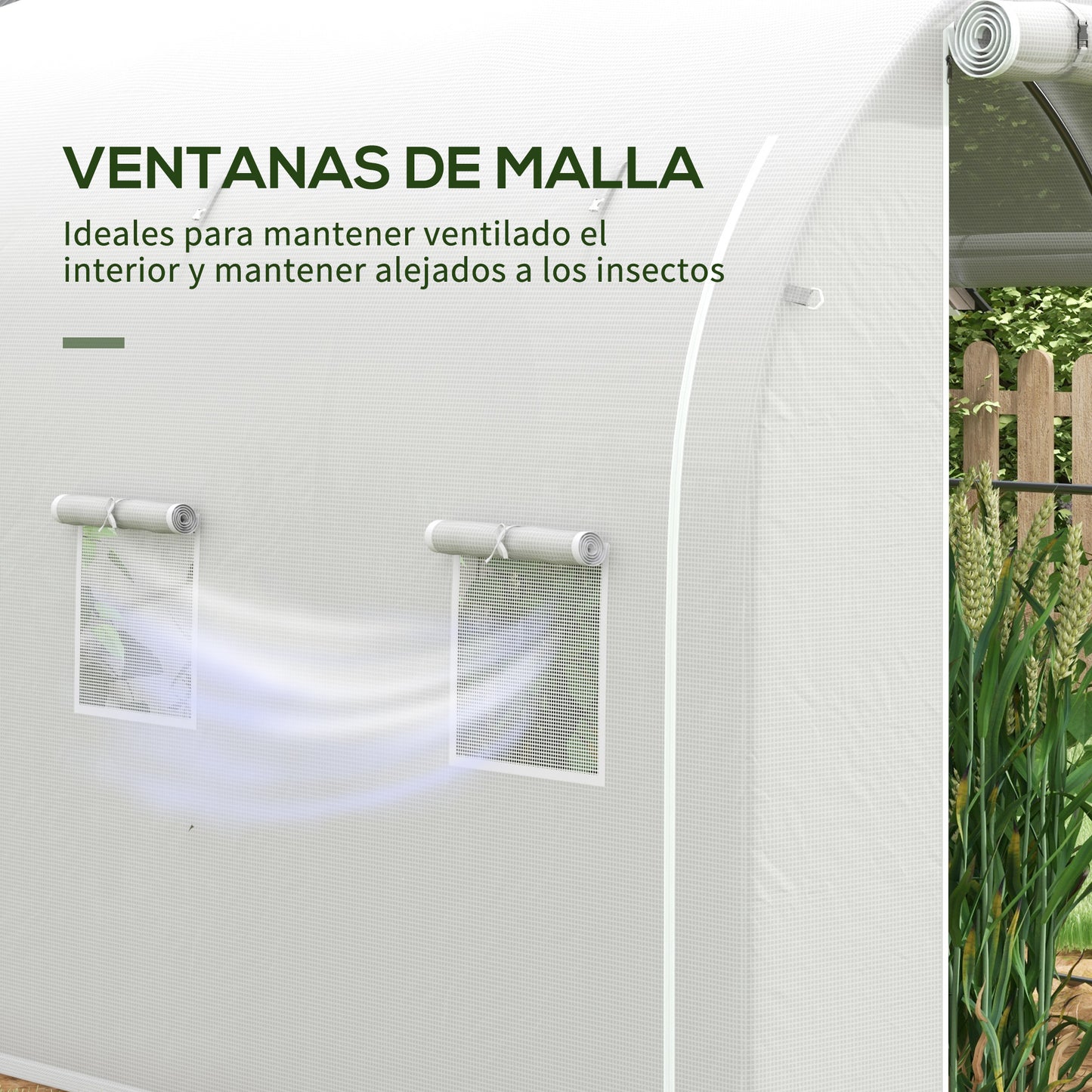 Outsunny Invernadero De Túnel 3x2x2 M Con 3 Puertas Y 6 Ventanas Blanco_5
