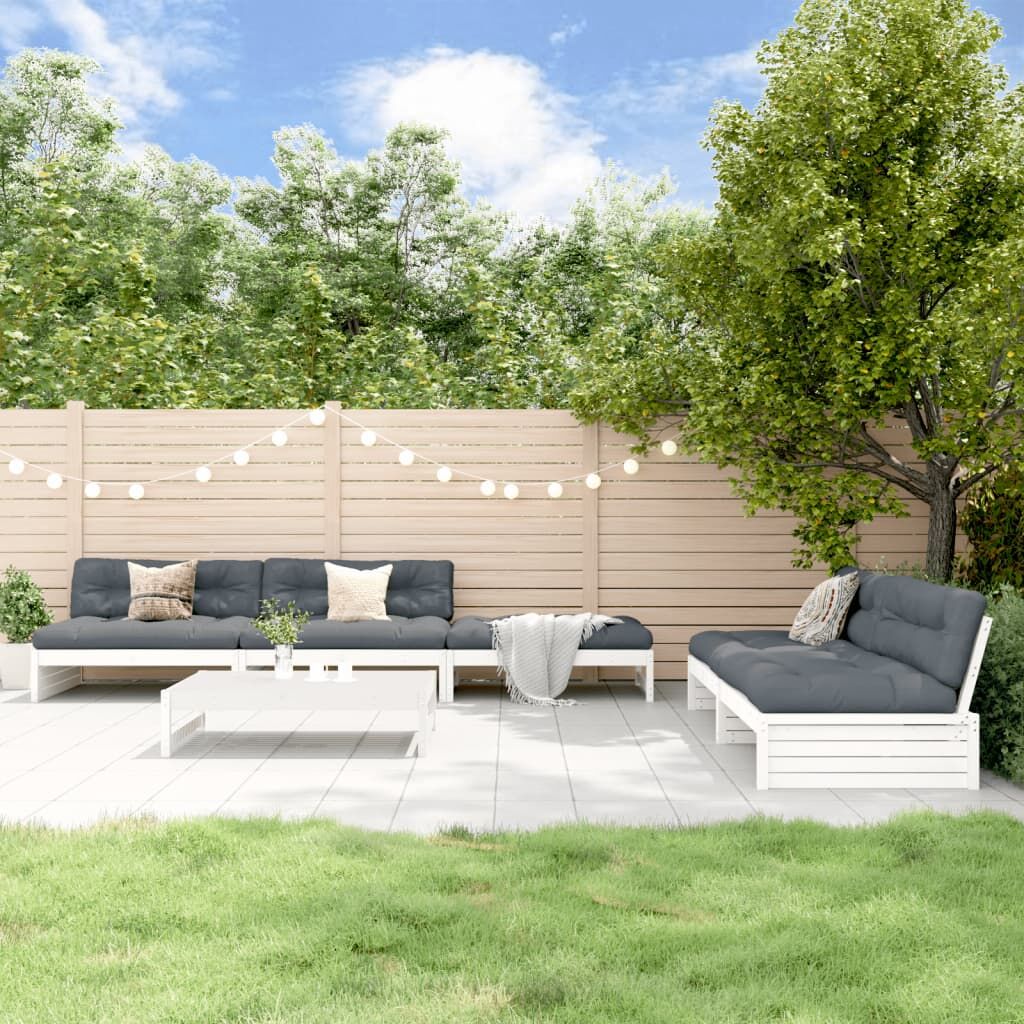 Vidaxl Juego De Muebles De Jardín 6 Piezas Madera Maciza Pino Blanco_1