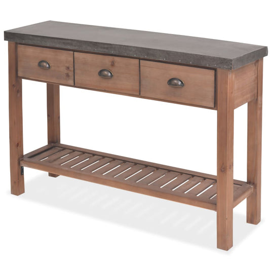 Mesa Consola De Madera De Abeto Maciza 122x35x80 Cm_0