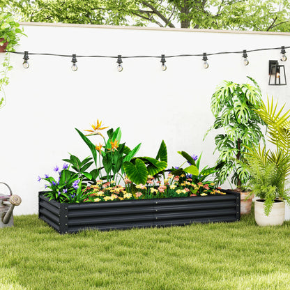 Outsunny Jardinera Elevada De Acero Galvanizado 180x90x30 Cm Gris Oscuro_1
