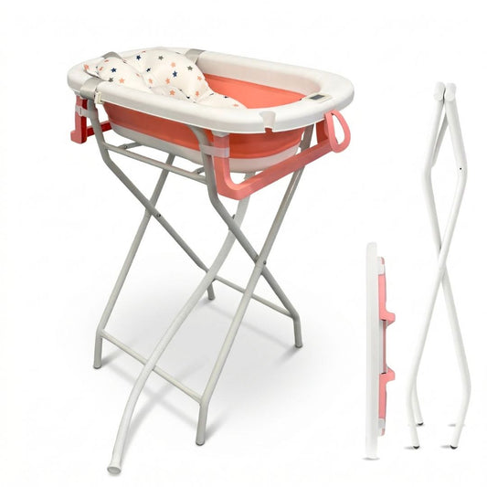 Bathby | Bañera Bebé Rosa Con Cojín, Termómetro Y Soporte Plegable | Ligera, Segura Y Compacta Para Recién Nacidos_0