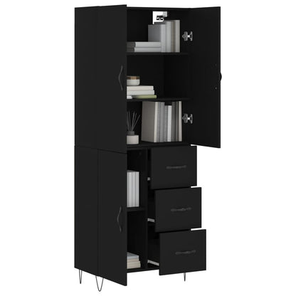 Aparador Alto Madera Contrachapada Negro 69,5x34x180 Cm_2