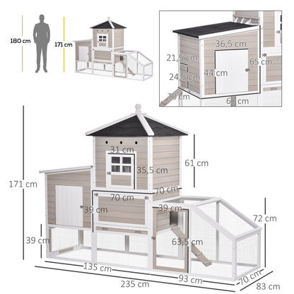 Pawhut Gallinero De Madera Exterior Con Caseta De 2 Niveles Zona Abierta Nido Y_2
