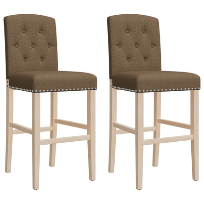 Taburetes Altos 2 Uds Madera Maciza De Caucho Y Tela_0