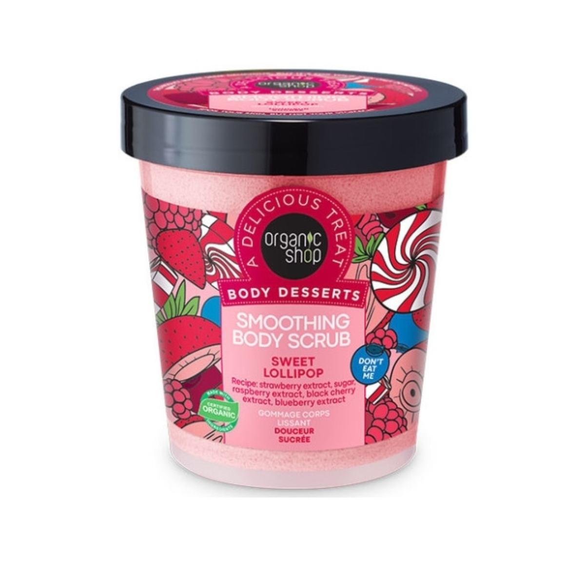 Esfoliante corporal para chupa-chupa Organic Shop 450 ml