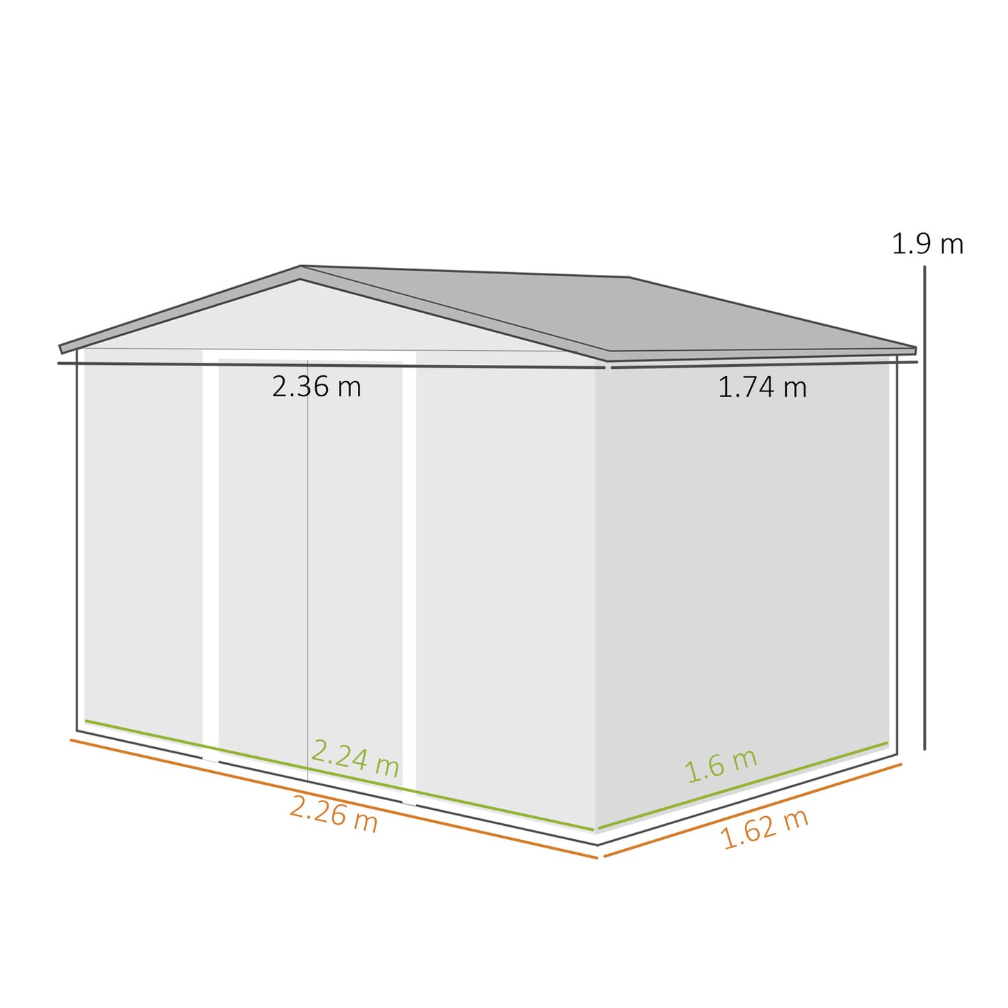 Outsunny Caseta De Jardín Exterior 3,6 M² 236x174x190 Cm Con Puertas Correderas_2
