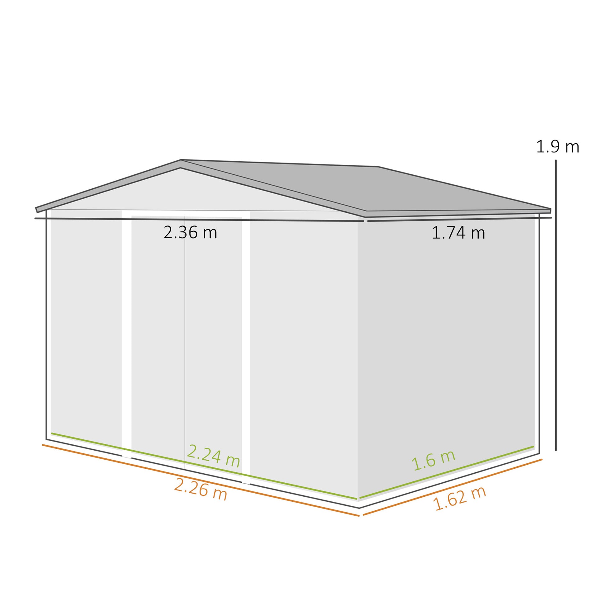 Outsunny Caseta De Jardín Exterior 3,6 M² 236x174x190 Cm Con Puertas Correderas_2