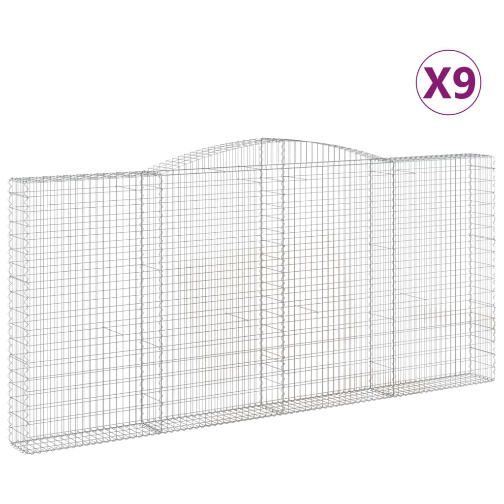 Cestas De Gaviones 9 Uds Forma De Arco Hierro 400x30x180/200 Cm_0