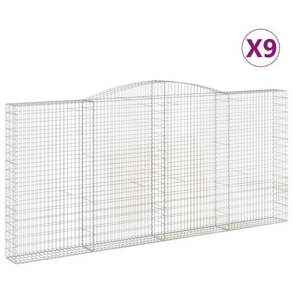 Cestas De Gaviones 9 Uds Forma De Arco Hierro 400x30x180/200 Cm_0