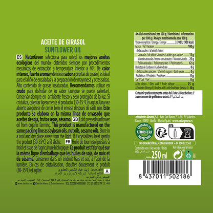 Óleo de Girassol Biológico NaturGreen 250 ml