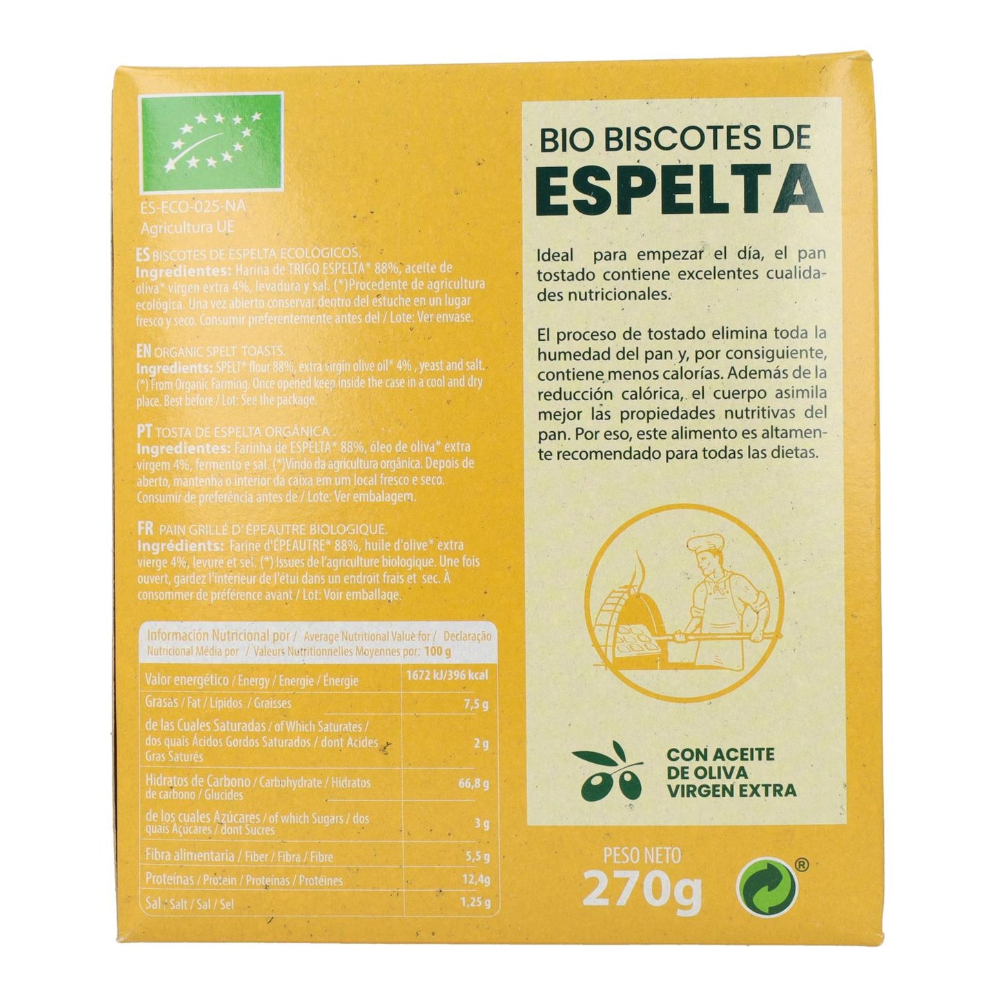Biscoitos de Espelta Biológicos Sol Natural 270 g