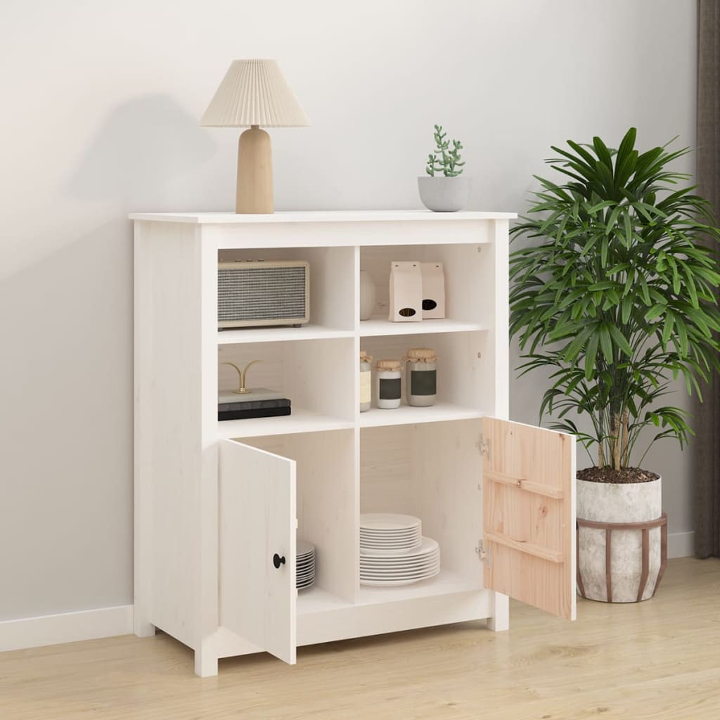 Aparador De Madera Maciza De Pino Blanco 83x41,5x100 Cm_2